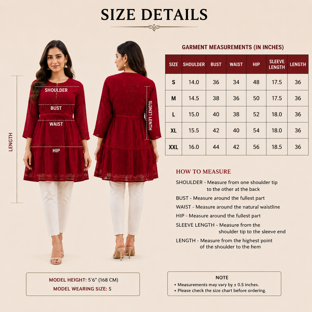 Women's Wine Chikankari Kurti | Premium Embroidered A-Line Kurta | Rajvithi