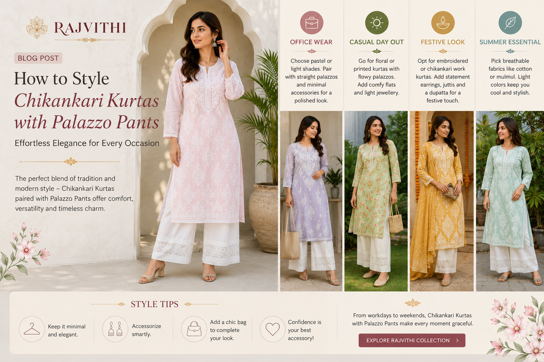 How to Style Chikankari Kurtas with Palazzo Pants for a Stylish Ethnic Look