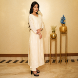 Ivory Straight Chikankari Kurti Set with Minimal Detailing for Women | Rajvithi