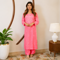 Gulabi Noor (Masleen Chikan Kurta Set)