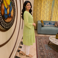 Women's Pista Green Chikankari Kurti | Premium Embroidered A-Line Kurta | Rajvithi