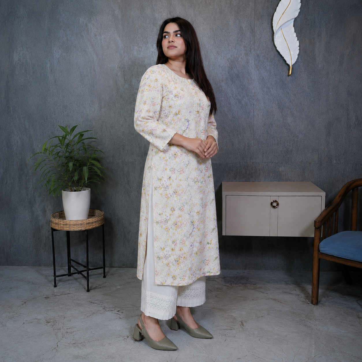 Ivory Garden (Modal Chikan Kurti)