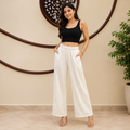 White Chikankari Palazzo for Women | Premium Rayon Ethnic Palazzo | Rajvithi