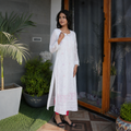 Classic White Straight Kurti with Minimal Detailing