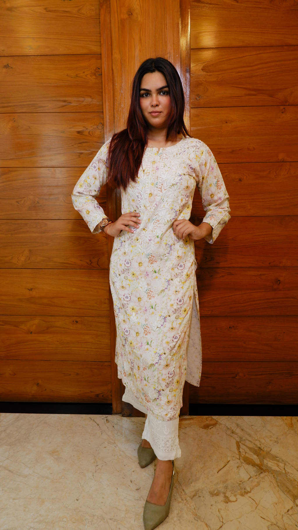Ivory Garden (Modal Chikan Kurti)