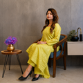 Lemon Glow (Chanderi Kurti &amp; Pant Set)