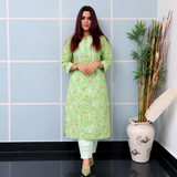 Mint Blossom (Modal Chikan Kurta)