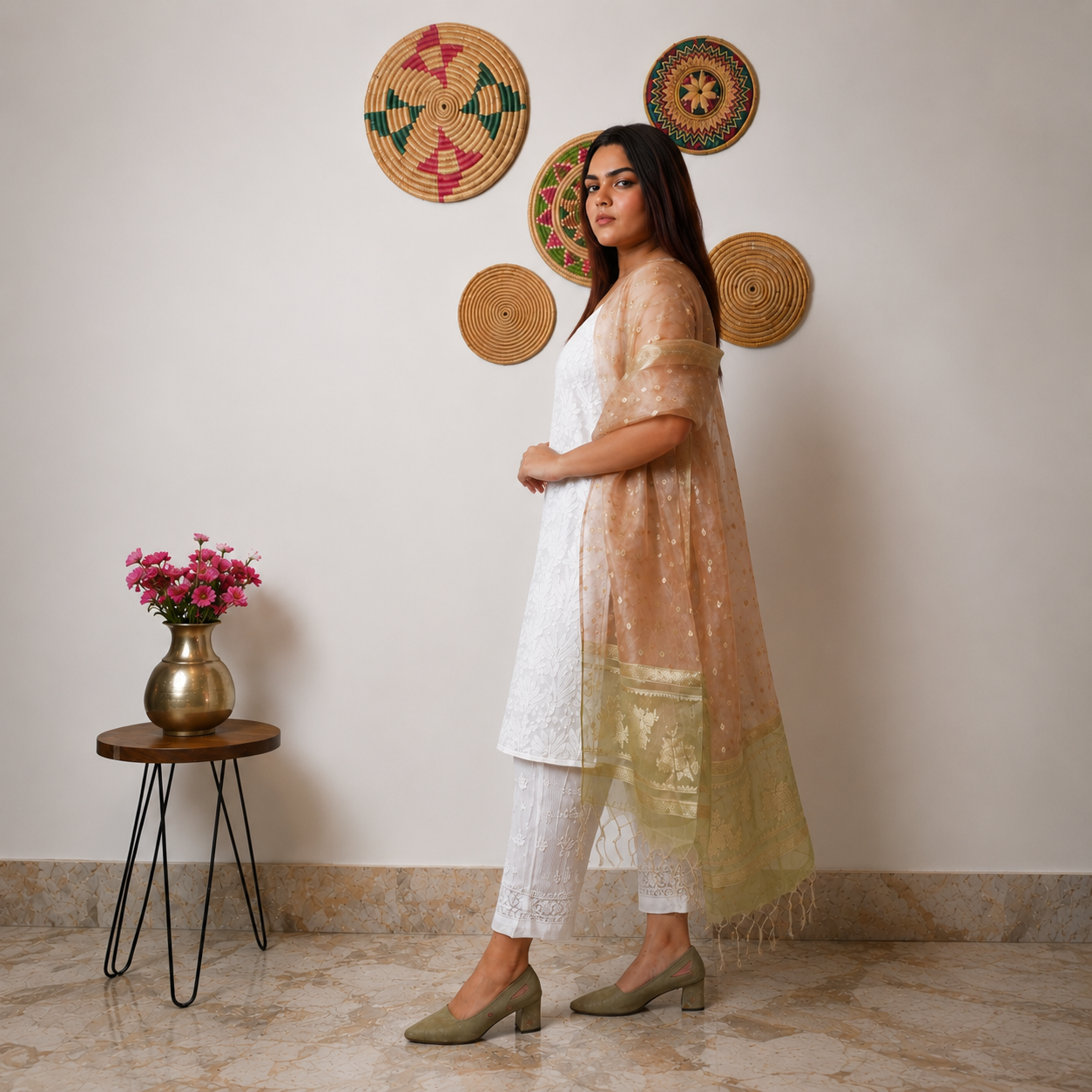 Zayna White Georgette Chikankari Full Set for Women | Rajvithi