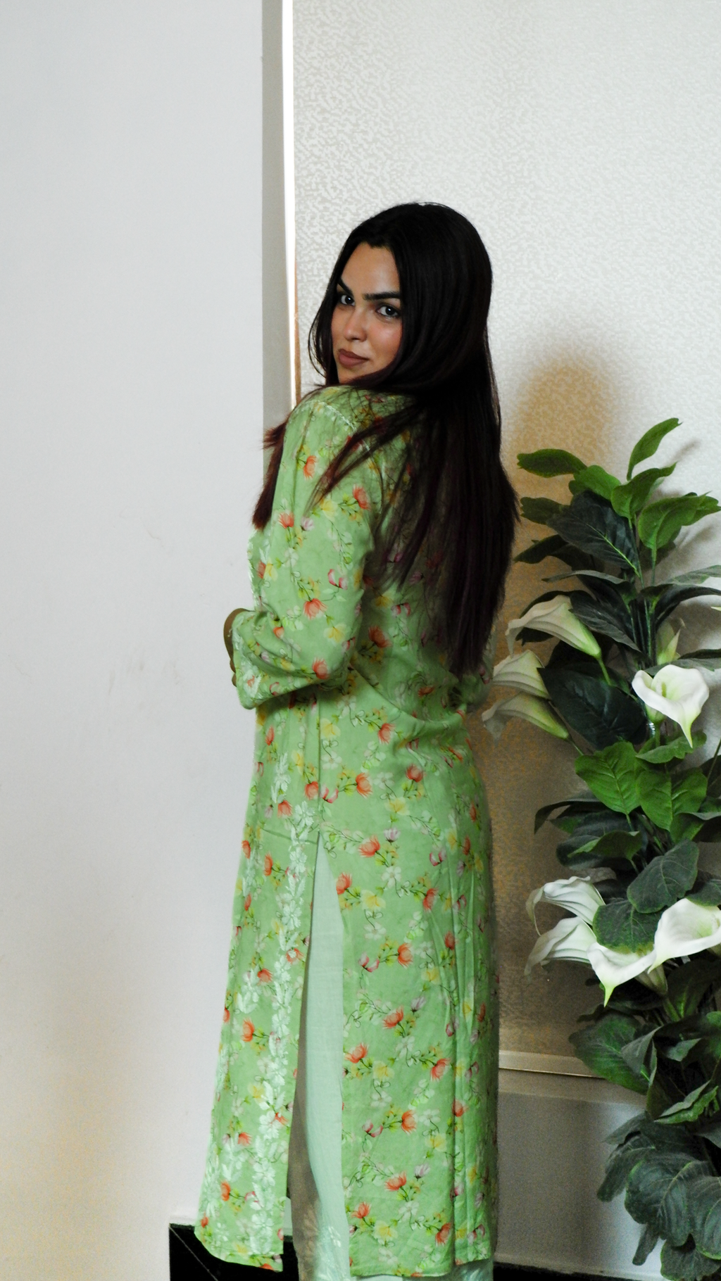 Mint Blossom (Modal Chikan Kurta)