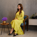 Lemon Glow (Chanderi Kurti &amp; Pant Set)