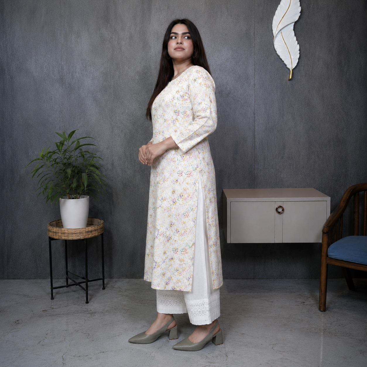Ivory Garden (Modal Chikan Kurti)