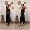 Black Embroidered Kurti with Sheer Sleeves