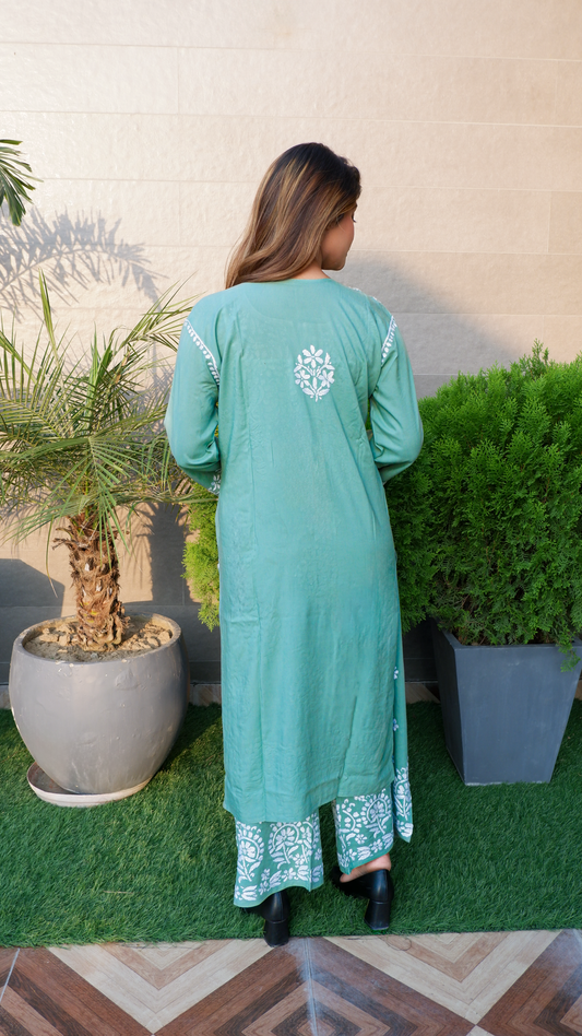 Noor-e-Chikan (Modal Chikan Kari Kurta &amp; Pant Set)