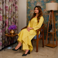 Sunshine Grace Yellow Chanderi Chikankari Kurta Set for Women | Rajvithi