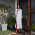 Classic White Straight Kurti with Minimal Detailing