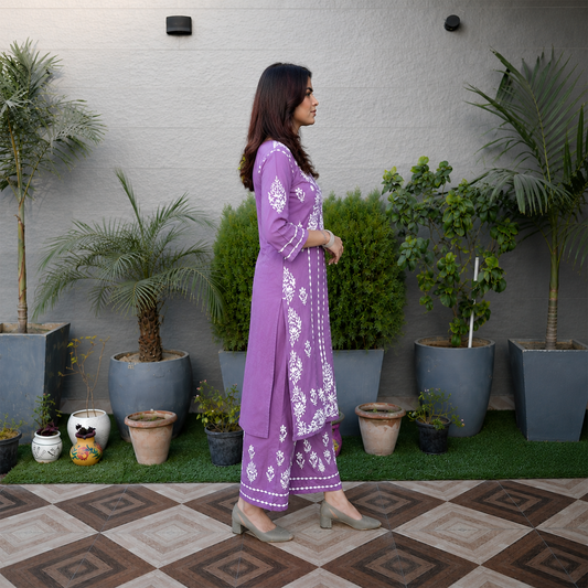 Noor-e-Chikan (Modal Chikan Kari Kurta &amp; Pant Set)
