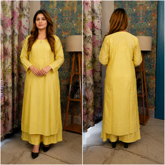 Sunshine Grace Chikankari Kurta (Chanderi Kurta Set )
