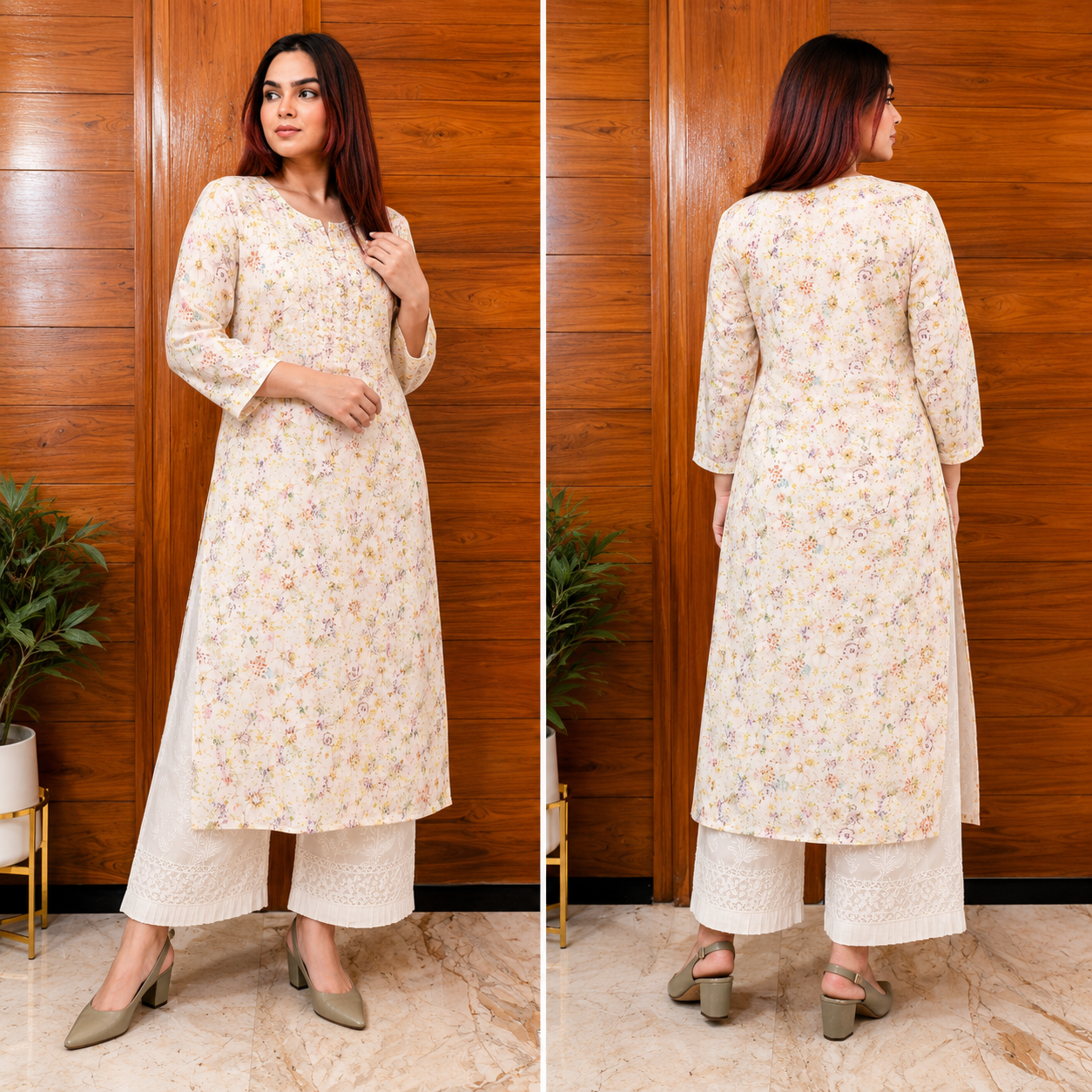 Ivory Garden (Modal Chikan Kurti)