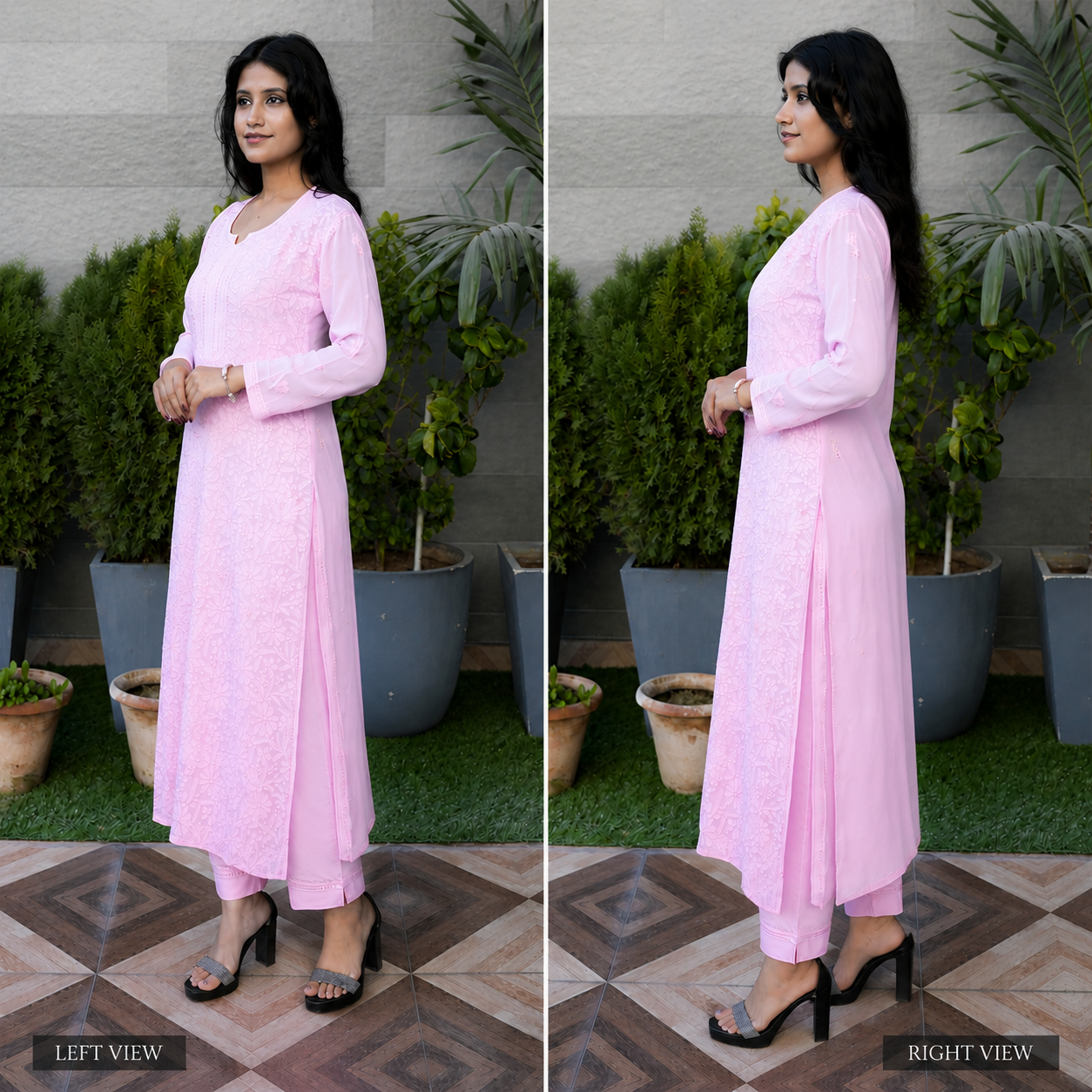 Blush Pink Straight Kurti with Subtle Embroidery