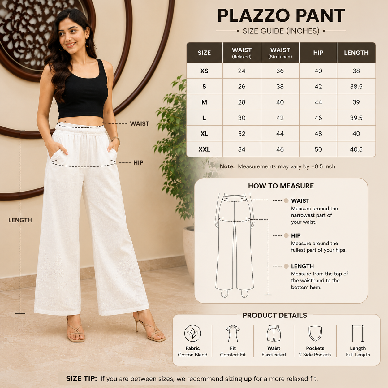 White Chikankari Palazzo for Women | Premium Rayon Ethnic Palazzo | Rajvithi