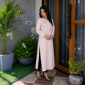 Peach Embroidered Straight Kurti with Delicate Detailing