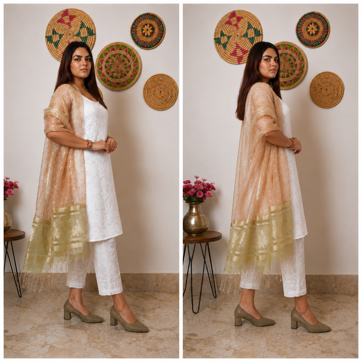 Zayna White Georgette Chikankari Full Set for Women | Rajvithi