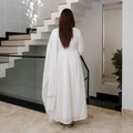 Pearl Mist White Mul Cotton Peta Work Kurta Set for Women | Rajvithi