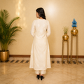 Ivory Straight Chikankari Kurti Set with Minimal Detailing for Women | Rajvithi