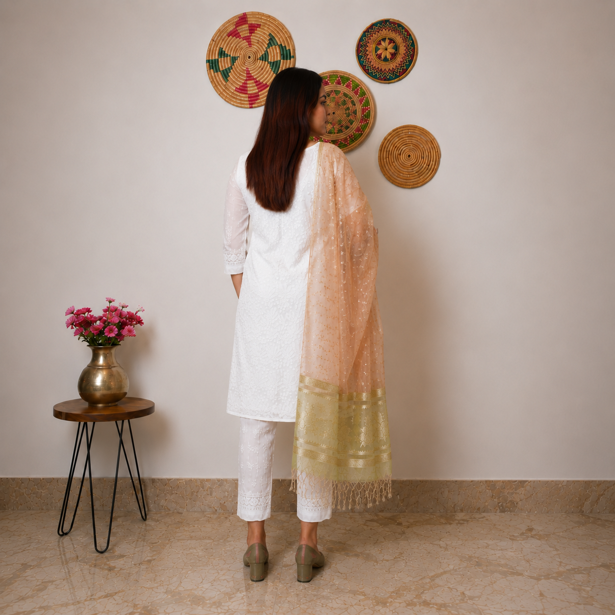 Zayna White Georgette Chikankari Full Set for Women | Rajvithi