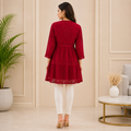 Women's Wine Chikankari Kurti | Premium Embroidered A-Line Kurta | Rajvithi