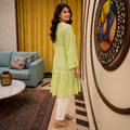 Women's Pista Green Chikankari Kurti | Premium Embroidered A-Line Kurta | Rajvithi
