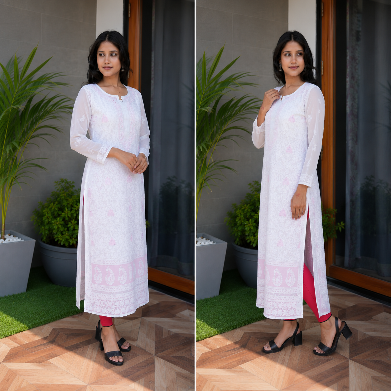 Classic White Straight Kurti with Minimal Detailing