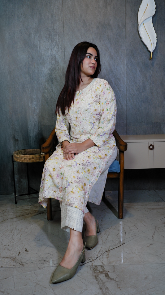 Ivory Garden (Modal Chikan Kurti)