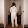 Ivory Straight Chikankari Kurti Set with Minimal Detailing for Women | Rajvithi