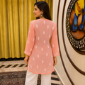 Women's Peach Chikankari Kurti | Premium Embroidered Straight Kurta | Rajvithi