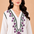 Women's White Rayon Chikankari Kurti | Rajvithi