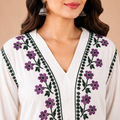 Women's White Rayon Chikankari Kurti | Rajvithi