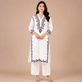 Women's White Rayon Chikankari Kurti | Rajvithi