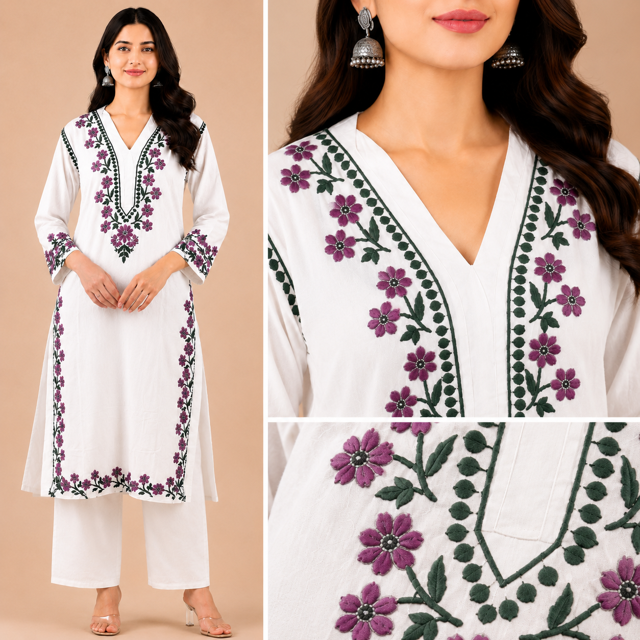 Women's White Rayon Chikankari Kurti | Rajvithi