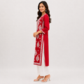 Women's Sindoori Red Rayon Chikankari Kurti | Rajvithi