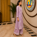 Women's Lavender Rayon Chikankari Kurti with Palazzo Set | Rajvithi