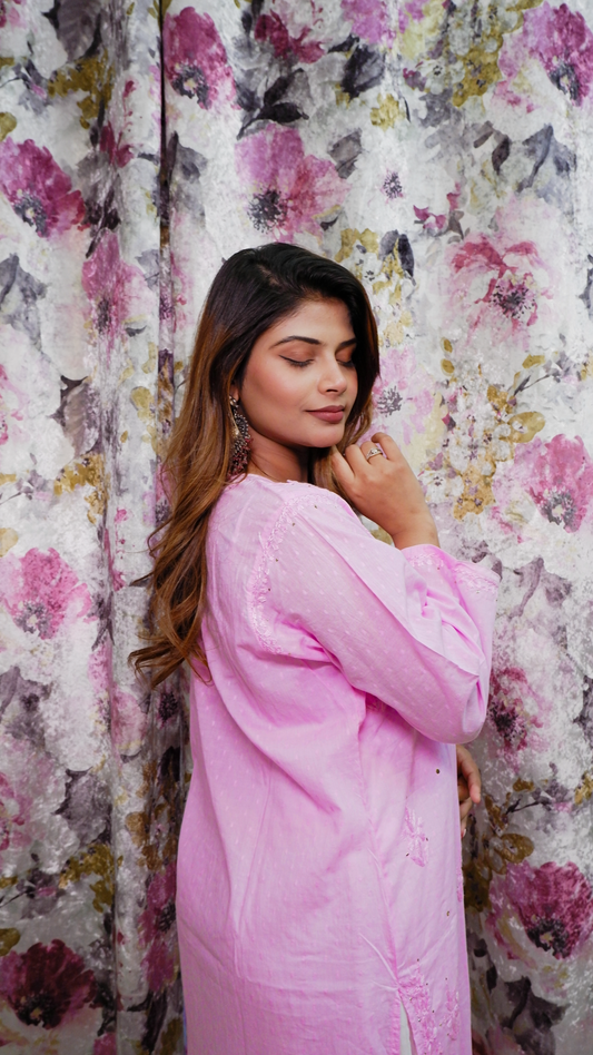 Sakura Serenity (Cotton Mukesh Work Kurta)