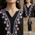 Women's Black Rayon Chikankari Kurti | Rajvithi