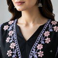 Women's Black Rayon Chikankari Kurti | Rajvithi