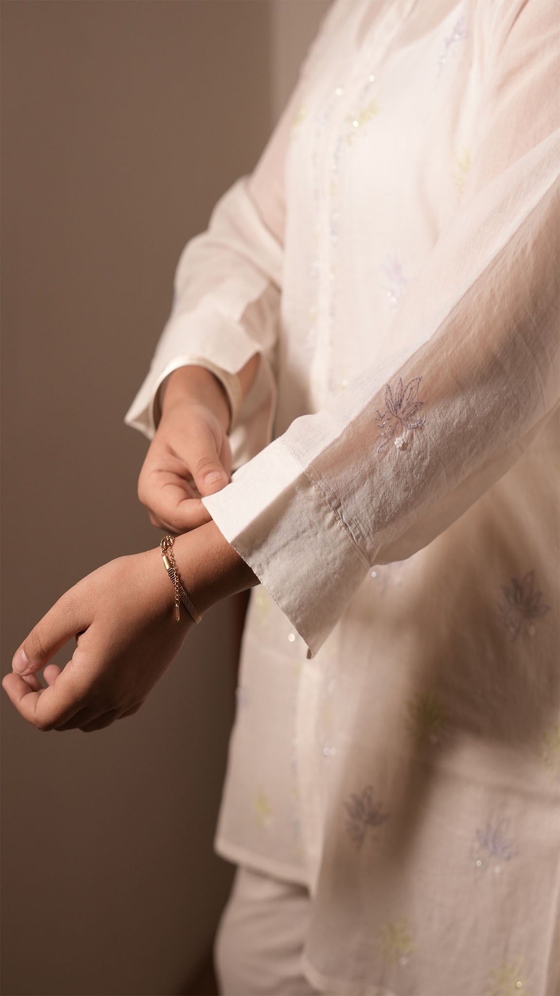 Ivory Straight Kurti Set with Minimal Detailing