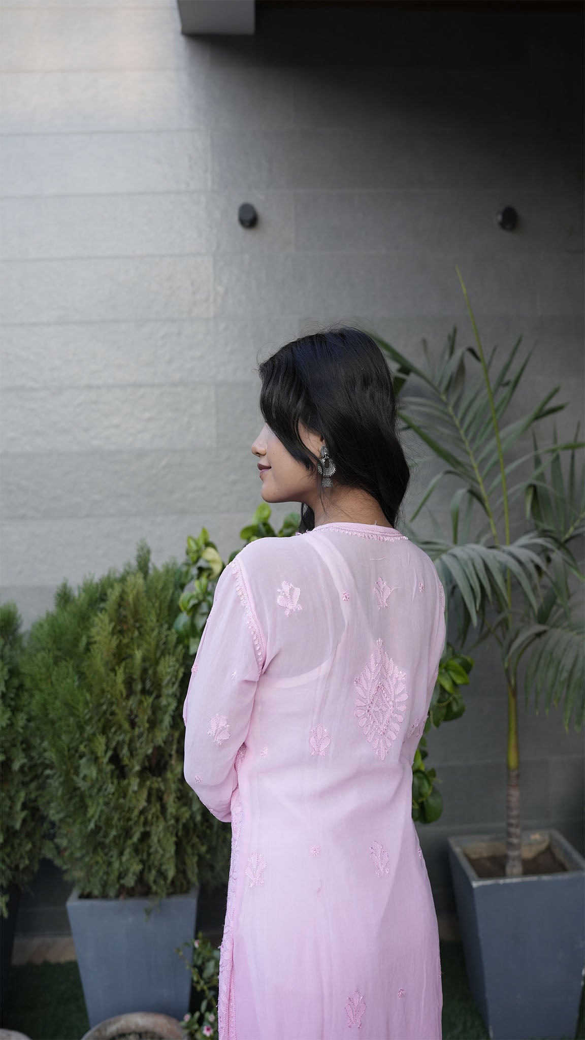 Blush Pink Straight Kurti with Subtle Embroidery
