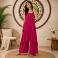 Premium Rayon Chikankari Kurta Palazzo Set for Women in Dark Fuchsia