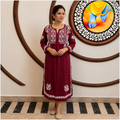 Rajvithi Women's Maroon A-Line Chikankari Kurta