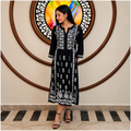 Rajvithi Women's Black Rayon Chikankari Nayra Kurta Set
