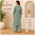 Rajvithi Women's Sage Green Lucknowi Chikankari Kurta Palazzo Set